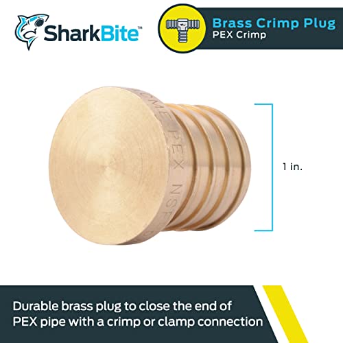 Sharkbite 1 Inch Crimp Plug, Brass Plumbing Fitting, Pex Pipe, Pe-Rt, Uc520Lfa #TOP1