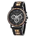 BOBO BIRD 2021新しいメンズ腕時計 木製時計アナログクォーツカジュアル木製腕時計ギフトボックス付き (ブラック)