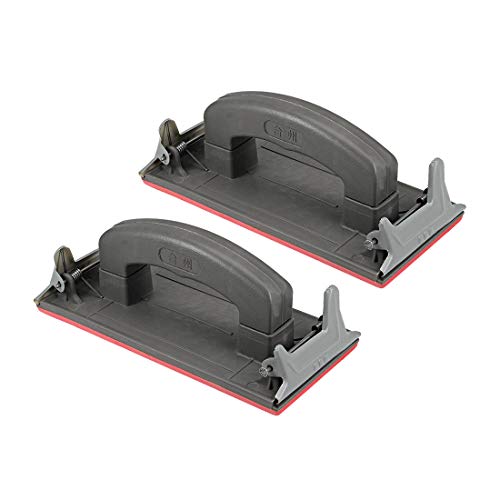 uxcell Hand Sander with Handle, Hand Sanding Block Manual Sandpaper Holder for Wood, Drywall, Metal Polishing 2pcs