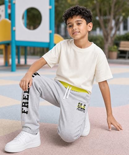 Image of KYDA Kids Boy's 100% Cotton Printed Regular Fit Track Pants - Pack of 3