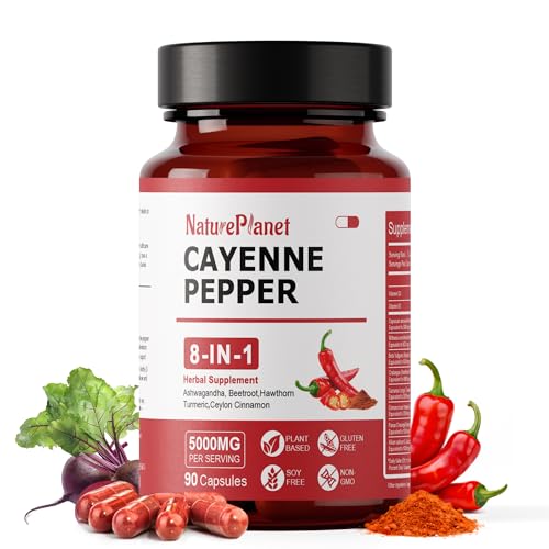 Vascu Flow Cayenne Pepper CapsulesOrganic Capsaicin Supplements with Beetroot Ashwagandha Hawthorn Turmeric Cinnamon Ginseng for Circulation Immune Support - Made in USA (90 Cayenne Capsules)