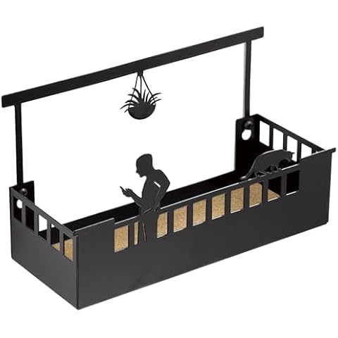 Artori Design Mail Organizer & Key Holder for Wall - Black Metal Entryway Organizer Floating Shelf - Fun Gifts for Men, Key Rack Wall Decor for Living Room, Entryway Decor - Balcony with Roof for Him Cover