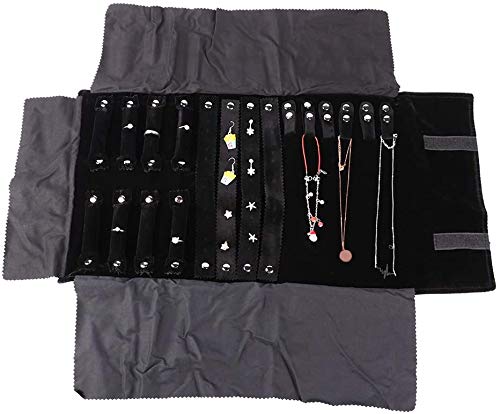 Lelesta Schmuckrolle Reisetasche Mehrzweck-Tasche für Schmuck leicht tragbar und große Kapazität für Schmuck Organizer für Halsketten, Ohrringe, Armbänder, Ringe Cover