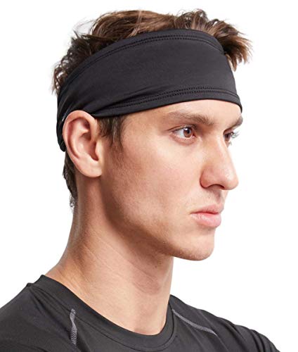 Mens Headband - Sports Running Sweat Head Band - Athletic Workout Sweatbands Hair Band for Exercise, Basketball, Gym, Yoga, Cycling, Tennis, Football - Performance Stretch Hairband & Moisture Wicking