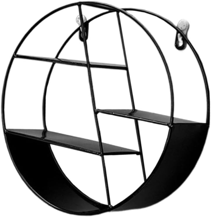 TEHAUX Wall Storage Rack, Wood and Iron, Black Display Shelf