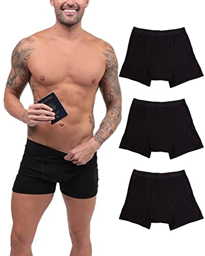 iHeartRaves Men's Anti-Theft Pocket Boxer Briefs - Pickpocket Proof Travel Underwear S - 2XL