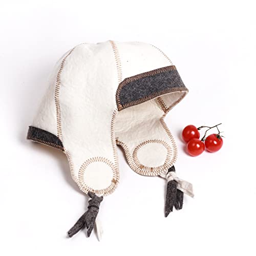 Traditional Sauna Hat - Sheep's Wool Felt Sauna Hats - The Main Russian Banya Accessories - Finnish Sauna Hat for Men and Women - Head Protection from Hot Steam - Finca Spa Hat