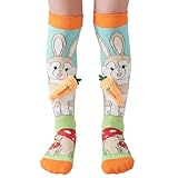 YEAMLTE Ostern Socken Mädchen mit Funmuster, Lustige Kinder Socken, Größen EU 28–34, Geeignet für Alltag, Feste und als Geschenk (Hasen A)