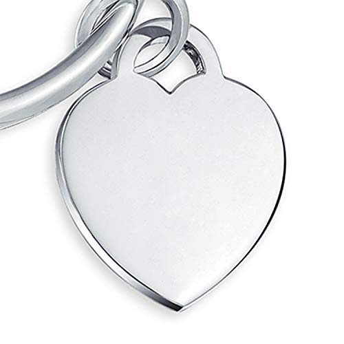 Personalize Unisex Heart Tag Id Keychain Ball Screw Tip Horseshoe Key Ring For Women Graduation Polished Finish .925 Sterling Silver Custom Engraved #TOP2