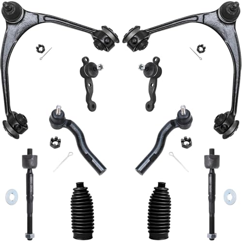 Image of Detroit Axle - 10pc Front End Suspension Kit for 02-10 Lexus SC430, Upper Control Arms Tie Rod Ends Boots Lower Ball Joints 2002 2003 2004 2005 2006 2007 2008 2009 2010 Replacement