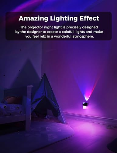 Image of L LOHAS LED Projector Night Light Plug in Night Lights Plug into Wall | Dusk to Dawn Sensor, 8 RGB Color And Dynamic Mode, 2 Pack