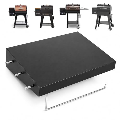 Utheer Grill Side Shelf for Pit Boss Lexington 540 Lexington 500 Onyx PB440D2 PB440FB1 Wood Pellet Grills Heavy Duty BBQ Prep Station with Paper Towel Holder & Tool Hooks