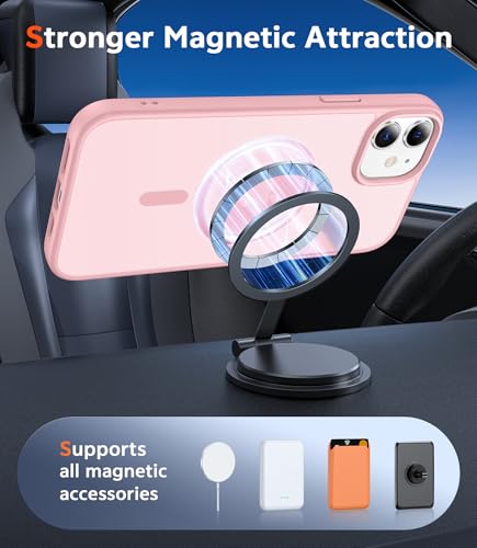 Image of FNTCASE for iPhone 13 Mini Case: iPhone 12 Mini Case Matte Magnetic Phone Cases Compatible with Magsafe Slim Anti Yellowing Military Grade Drop Rugged Protective Translucent Cell Cover (C-Pink)