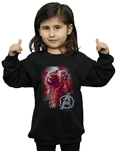 Marvel Girls Avengers Endgame Rocket Brushed Sweatshirt Black 7-8 Years