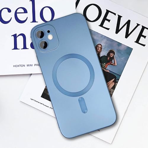 Image of DIZORO Magnetic Case for iPhone 12 Cover [Compatible with MagSafe][Built-in Camera Lens Protector] Slim Soft Silicone Bumper Shockproof Metallic Luster Back Cover Phone Cases (Sierra)