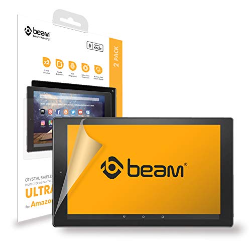 [2-Pack] Beam Crystal Shield Screen Protector for Amazon Kindle Fire HD 10 (7th Generation â€“ 2017 Release) [Case Friendly], (Replacement Guarantee) (Clear)