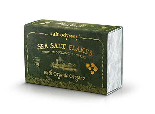 Salt Odyssey Greek Sea Salt Flakes with Organic Oregano 75g (Pack of 3) – Mediterranean Flavoured Salt for Cooking, Salads & Grilled Meat