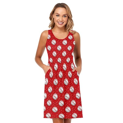 Image of ALAZA Women's Summer Dress Sun Dress Sleeveless with Pockets