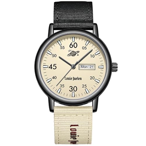 Image of LOREO Unisex Casual Quartz Student Watch, Easy Read Analog Watch with Day Date Display, 40mm Minimalist Wrist Watch with Nylon Canvas Strap, Lightweight Waterproof Watch for Men Women Teens, Black