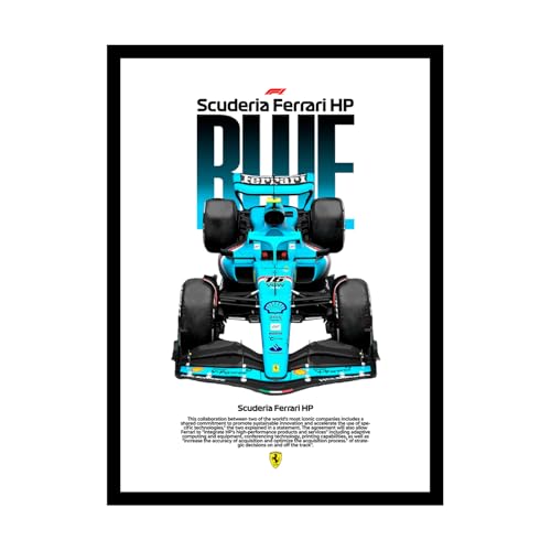 Image of BLINKART Scuderia Ferrari SF-23 CarFramed Posters Gift Items Boys Room Wall Decoration Bedroom Office Studio Synthetic Wood Frame & Acrylic Glass Ready to Hang - 18x12 Inch, (A4 Size) - CAR-257