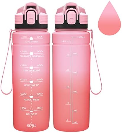 Niggeey Motivational Water Bottle with Time Marker, Sports Water Bottles 1.5l, 1l, 700ml, 500ml Kids Water Bottles, Leak Proof BPA Free Tritan Drink Bottle for School, Gym and Sport, Cycling