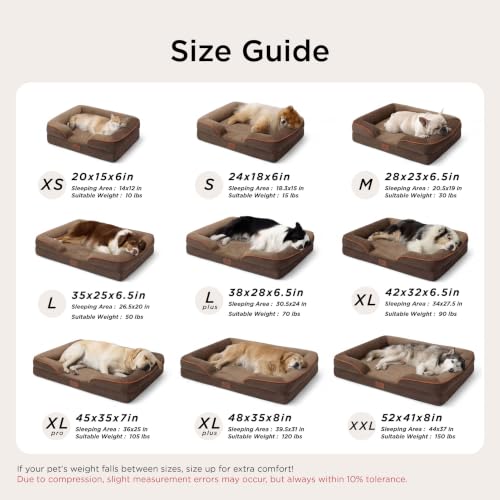 Image of Bedsure Jumbo Orthopedic Dog Bed for Extra Large Dogs - Washable XLarge Dog Cat Bed Waterproof, Comfort Dogs Couch Sofa with Washable Removable Cover, Pet Bed with Nonskid Bottom, Brown, 45 inch