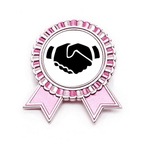Broche broche rose gagnant en métal avec geste contour shake hands