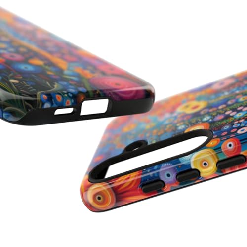 Coque Samsung S24 Plus rigide brillante motif floral abstrait orange - 3