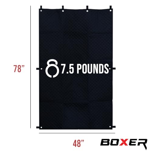 BoxerTool 48\" x 78\" Sound Dampening Thicker Blanket Pro Studio Series - Door & Window Cover - Loops & Grommets for Easy Installation - Diamond Pattern Insulated, Light Blocker, Sound Absorbing