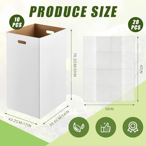 Image of 10 Pack 30 Gallon Corrugated Cardboard Trash Cans Bulk for Events Parties Disposable and Reusable Cans Bottle Recycling Bins with 20 Garbage Bags White Garbage Boxes for Outdoor Events