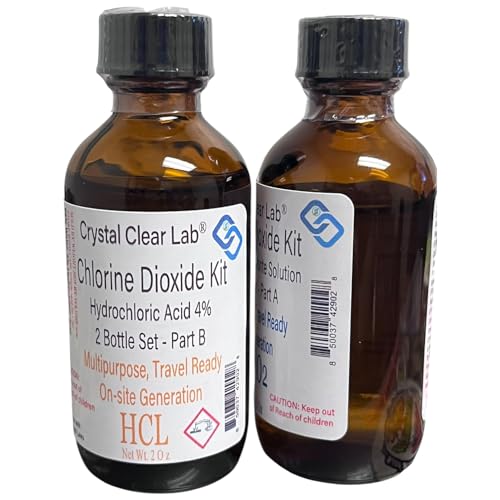 Crystal Clear Lab Chlorine Dioxide Kit - 4oz HCL Solution, Precision-Drop, (2 Bottles)
