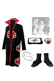 Haydory Karneval Akatsuki Mantel Umhang Windjacke Bademantel Cosplay Kostüm mit Schuhe Outfit