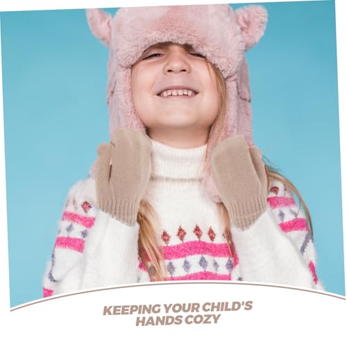 Mittens for Toddlers Soft Warm Knitted Gloves Light Brown Thick Insulated Boy Girl Mittens for Cold Weather Unisex Design for Boys and Girls3