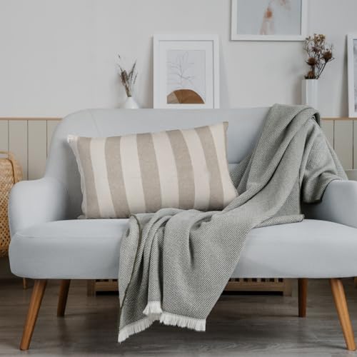 Image of 180 TC Pillow Cover Set of 2 | Pillow Cover Cotton 100% | Pillow Cover Set of 2 King Size | Wrinkle Free & Fade Resistance | Striped Pattern | Standard Size | All Season Use (Soft Cream)