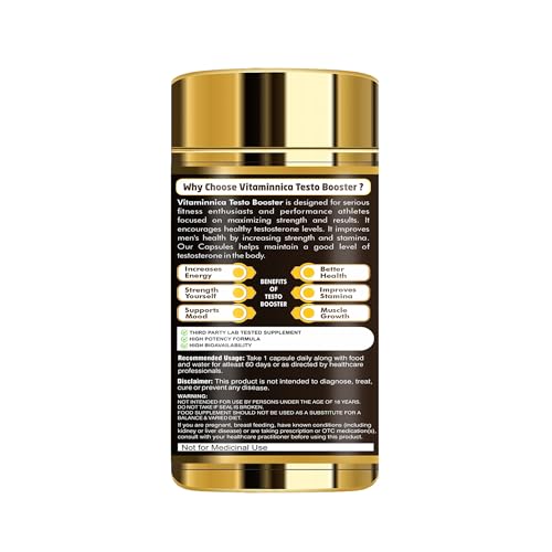 Vitaminnica Testo - Maca Root, Tribulus Terrestris, Ginseng, Fenugreek - Testosterone Supplements for Men - 60 Capsules - Image 3