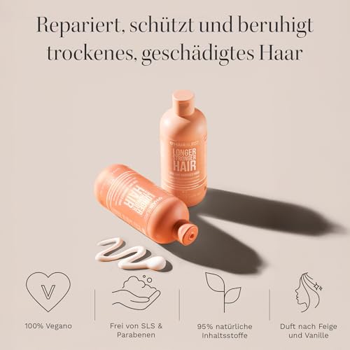 HAIR BURST Shampoo & Conditioner Set für trockenes Haar – Farbschutz & Intensivpflege, frei von Parabenen, Silikonen & SLS, mit Mandelöl, Vanilleextrakt & Aminosäuren (2 x 350 ml)