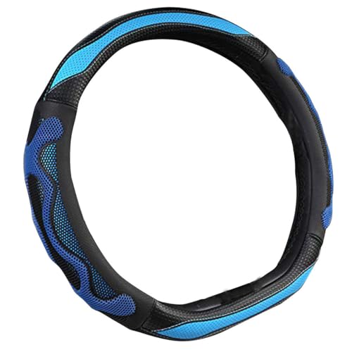 D Cut Steering Wheel Cover - D Shaped Flat Bottom Microfiber Leather Anti-Skid Breathable Fit 14.5"-15" (Blue) by 2FY2SW - Image 2
