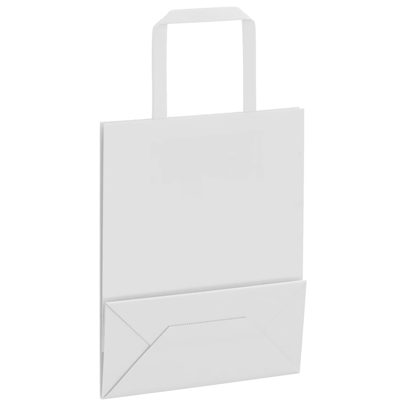 Fecpoo Papierowe torebki 250 sztuk – białe torebki z papieru typu kraft, 18 × 8 × 22 cm (dł. x szer. x wys.), 80 g/m², ze stabilnymi papierowymi uchwytami linowymi, idealne do pakowania prezentów
