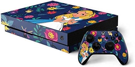 Skinit Decal Gaming Skin Compatible with Xbox One X Console and Controller Bundle - Officially Licensed Disney Alice in Wonderland Floral Print Design
