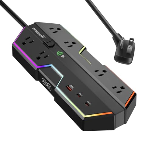 6 Outlet Surge Protector with USB & 6 Ft Cord, Black