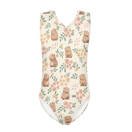 Image of One Piece Swimsuit Girls Kids Bathing Suit V Neck Wide Shoulder Strap Toddler Beach Swimwear for 3-14 Years