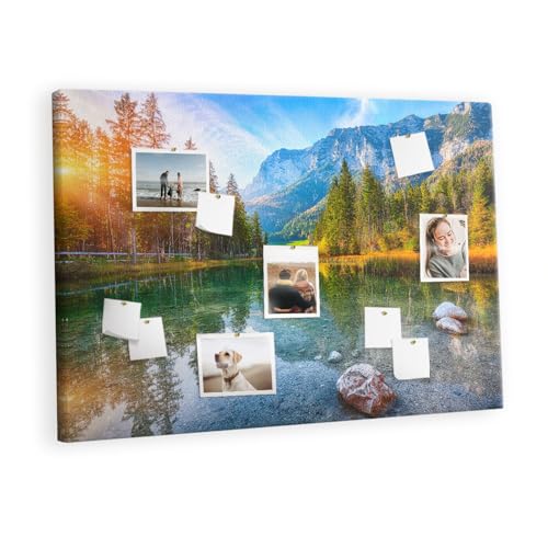 Tableau liège horizontal 120x80 coloré motif montagnes pour bureau
