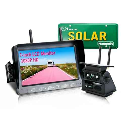 Image of Magnetic RV Backup Camera 1080p HD 7-inch Install-Free Trailer Hitch Solar Wireless Back up Camera 10000mah Battery,Night Vision Trucks,RVs, Trailers, Vans Tow (Magnetic Camera with7'' Monitor)