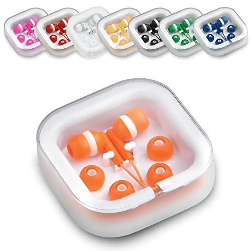 ANTEVIA - Écouteurs filaires Intra auriculaire avec boîte de Rangement et 3 Jeux d'oreillettes |Plus DE 10 MODELES |Anti-Bruit | Couleur: Orange (Cort Orange)