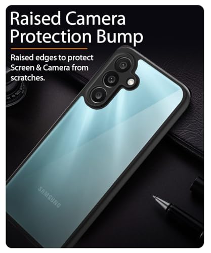 Image of WOW IMAGINE Shockproof Hybrid Back Cover for Samsung Galaxy M34 5G | F34 5G | Hard Slim fit Back Case | PC & TPU | Clear Transparent Case - Black