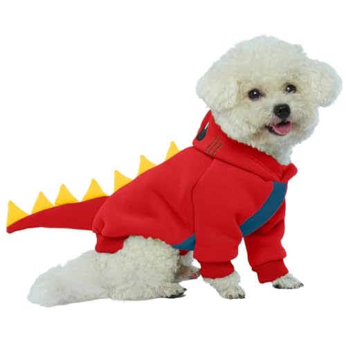 Lelepet Dog Dinosaur Costume Small Dog Halloween Costume Warm Fleece Hoodie