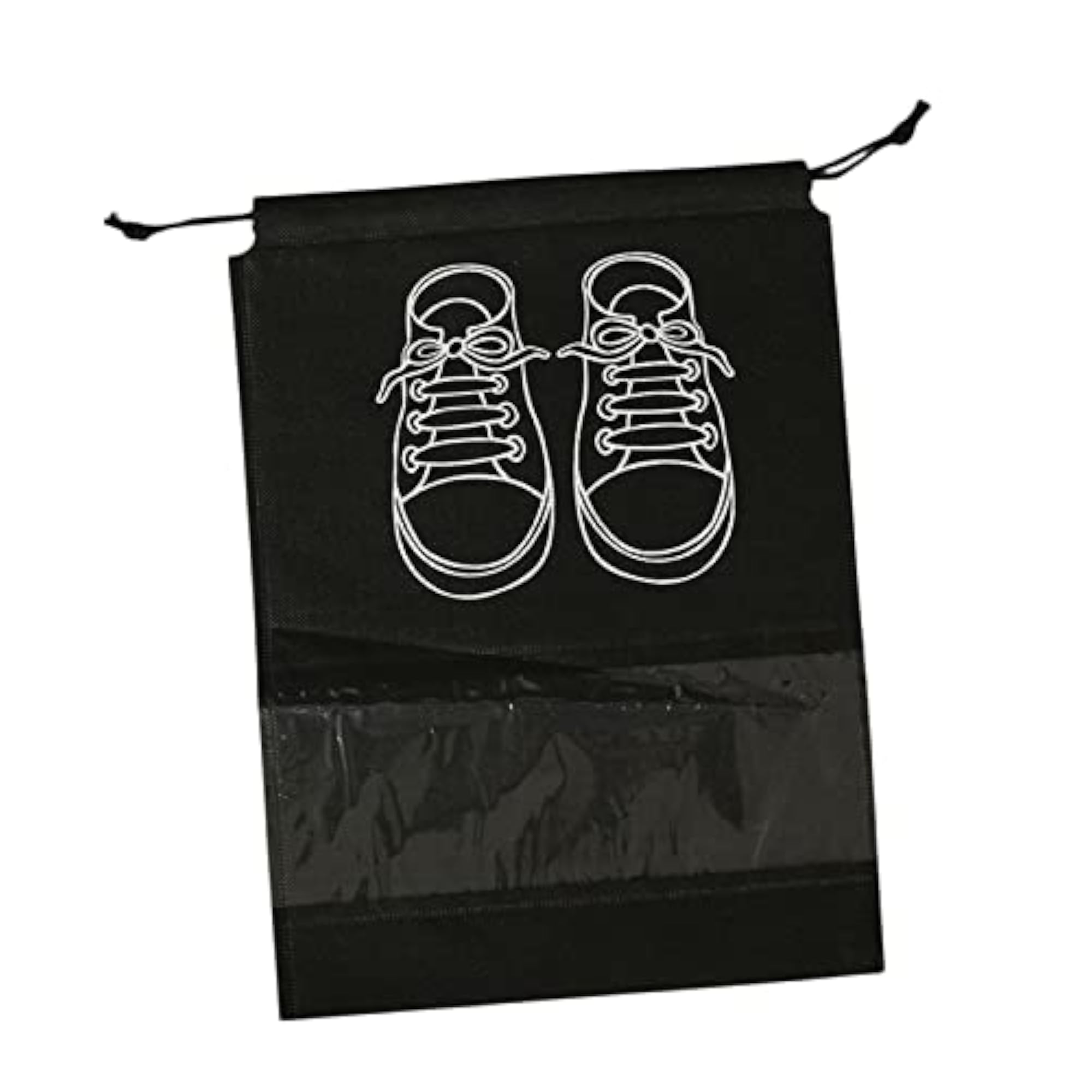 Travel Fabric Drawstring Shoe Storage Bag, Black 27X36Cm