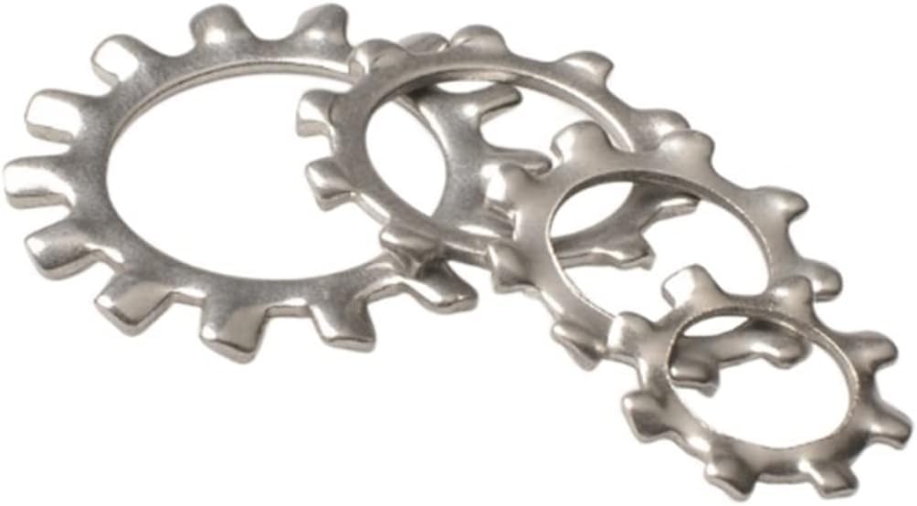 Lock washers,Star washers Flat Washers M3 M4 M5 M6 M8 304 Stainless Steel Anti-Slide Washer External Teeth Lock Washers,50Pcs, and Rust Resistance(M10)(M4)