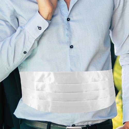 Set de moño, fajín y pañuelo para hombre en satén blanco miniatura 4