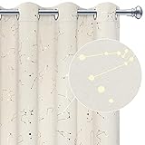 BLEUM CADE Constellation Curtains 52x63 in 2 Panels Gold Foil Printed Room Darkening Grommet...